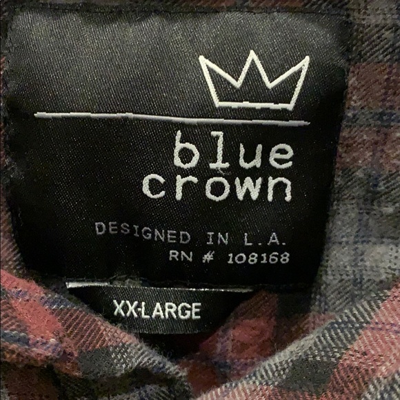 MENS BLUE CROWN BUTTON DOWN FLANNEL - Picture 5 of 5